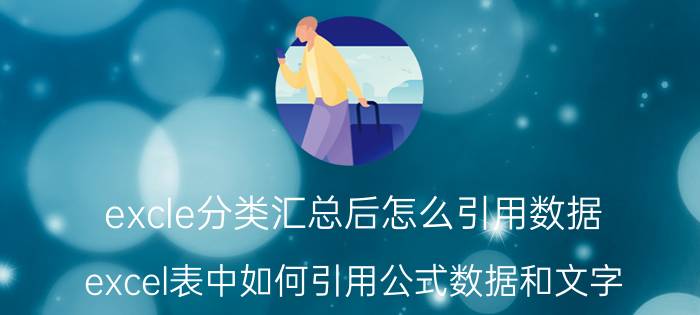 excle分类汇总后怎么引用数据 excel表中如何引用公式数据和文字？